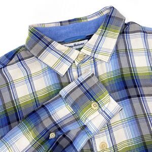 Tommy Bahama Pebble Bay Mens Large Brushed Rayon Plaid Long Sleeve Shirt T320463